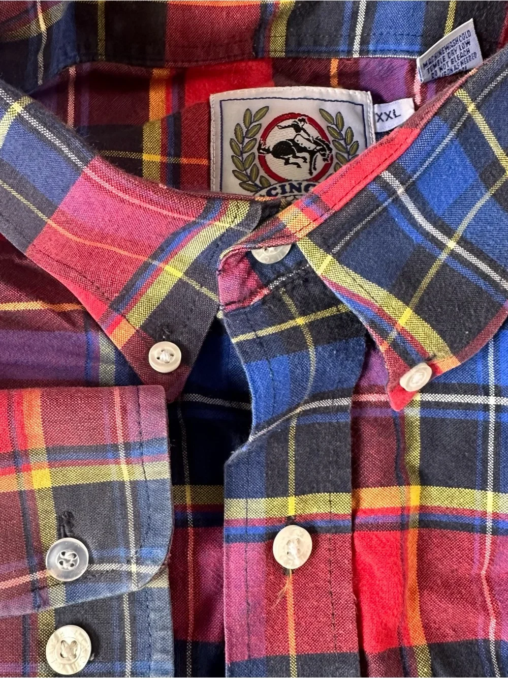 CINCH Miller Style Heavy Cotton Holiday Plaid Button Shirt Men 2XL Western VTG